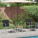 vidaXL Tuin Eettafel Set 3 pcs Bruin en Zwart Massief Acacia Hout