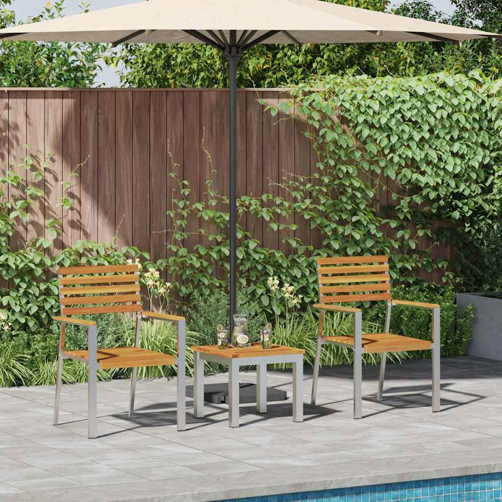 vidaXL Tuin Eettafel Set 3 pcs Bruin Massief Acacia Hout