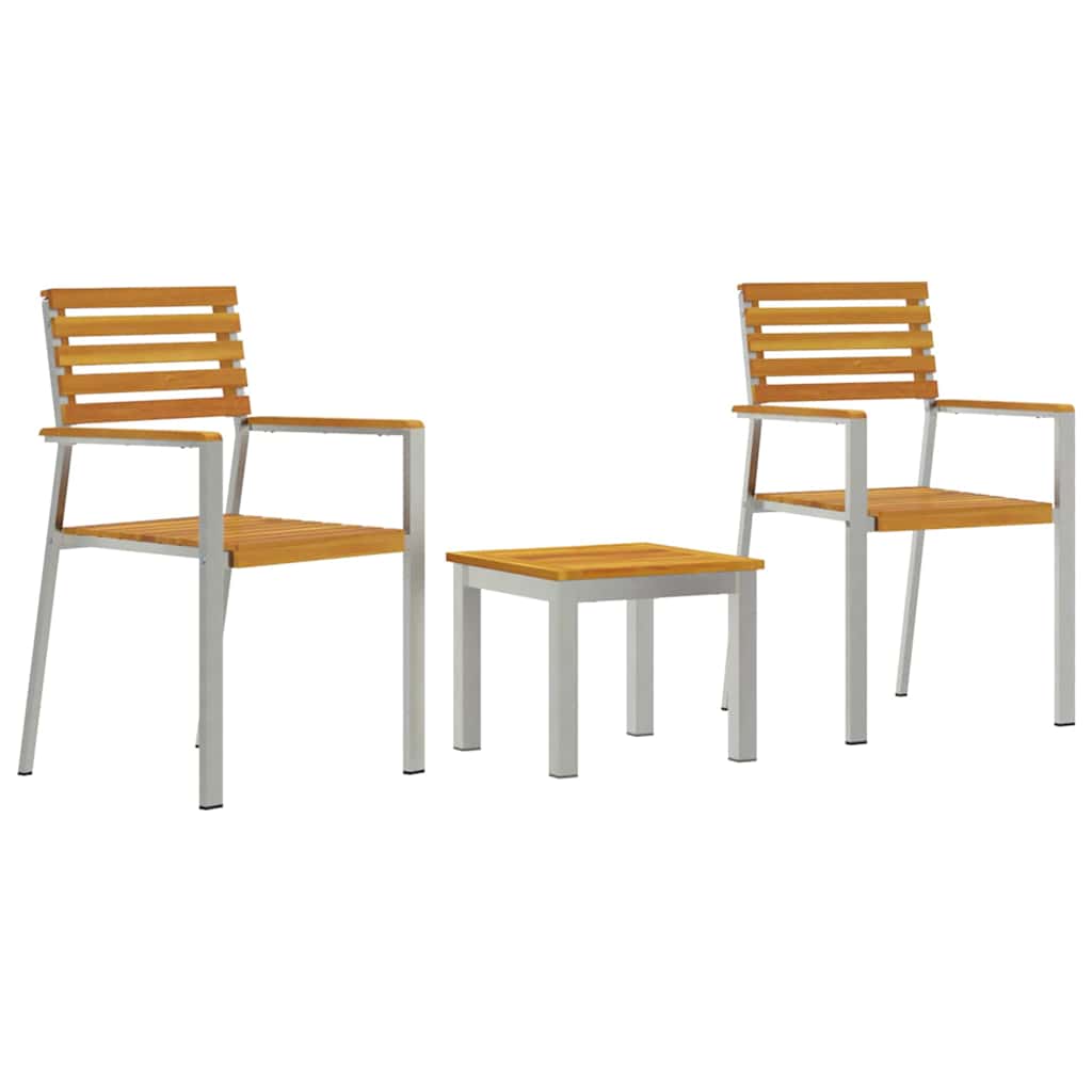 vidaXL Tuin Eettafel Set 3 pcs Bruin Massief Acacia Hout