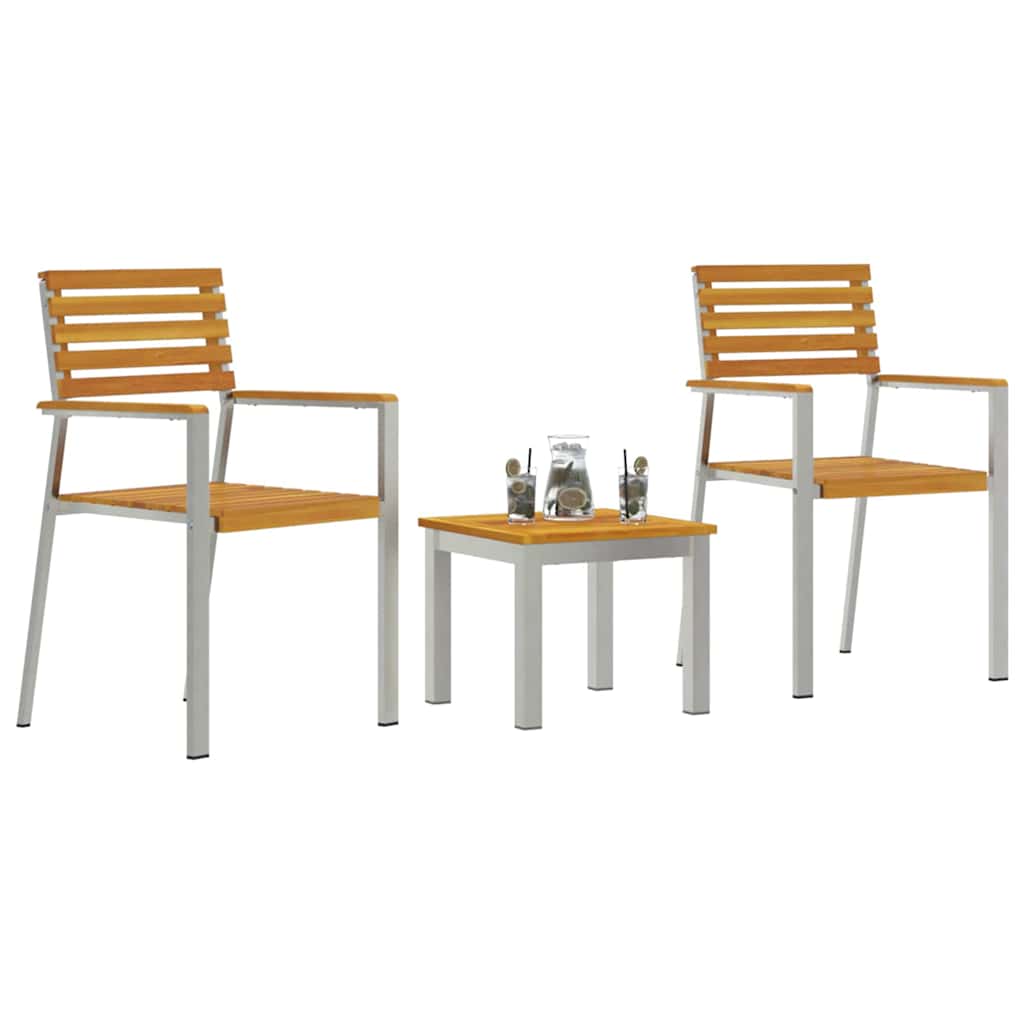 vidaXL Tuin Eettafel Set 3 pcs Bruin Massief Acacia Hout