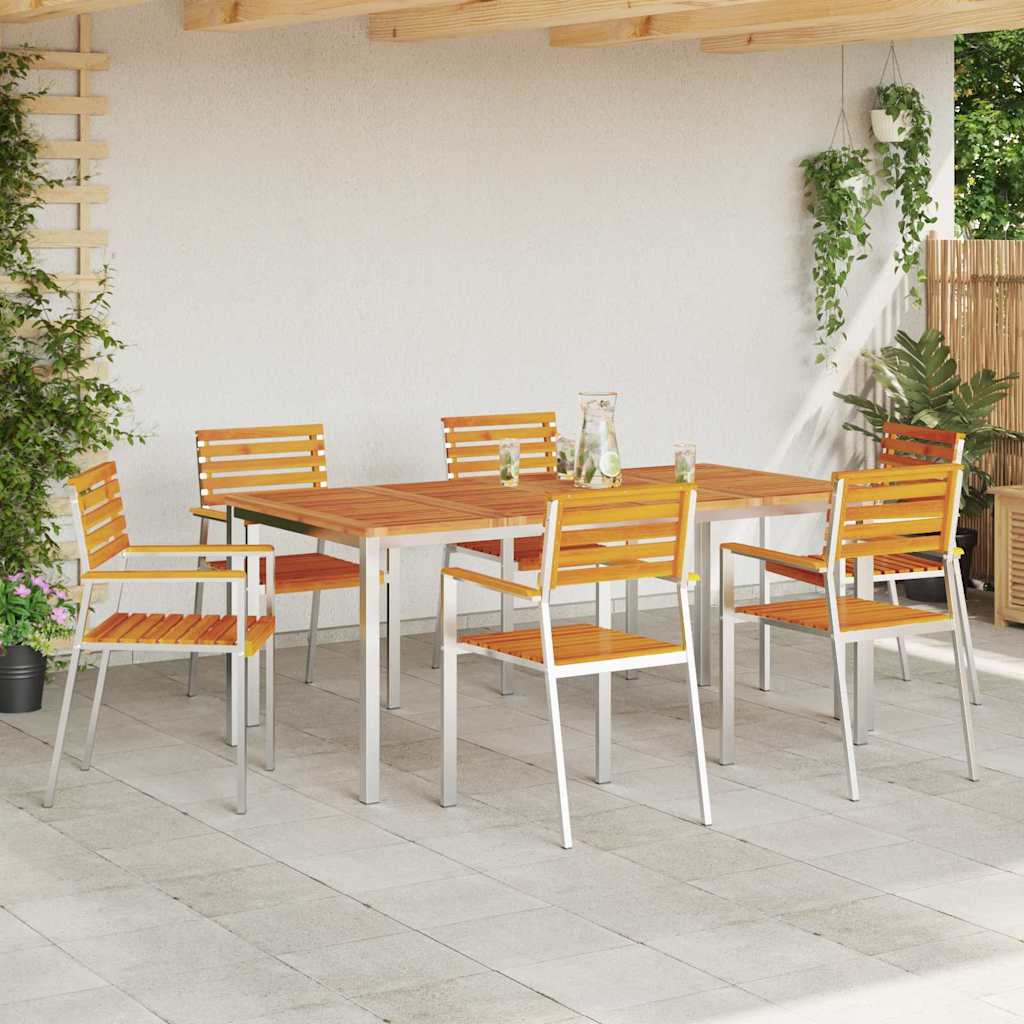 vidaXL Tuinstoel 6 pcs Olie Natuurlijk Massief Acacia Hout