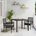 vidaXL Tuin Eettafel Set 3 pcs Zwart poly rattan