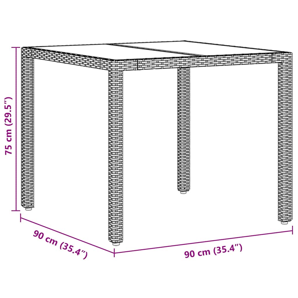 vidaXL Tuin Eettafel Set 3 pcs Zwart poly rattan