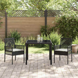 vidaXL Tuin Eettafel Set 3 pcs Zwart poly rattan