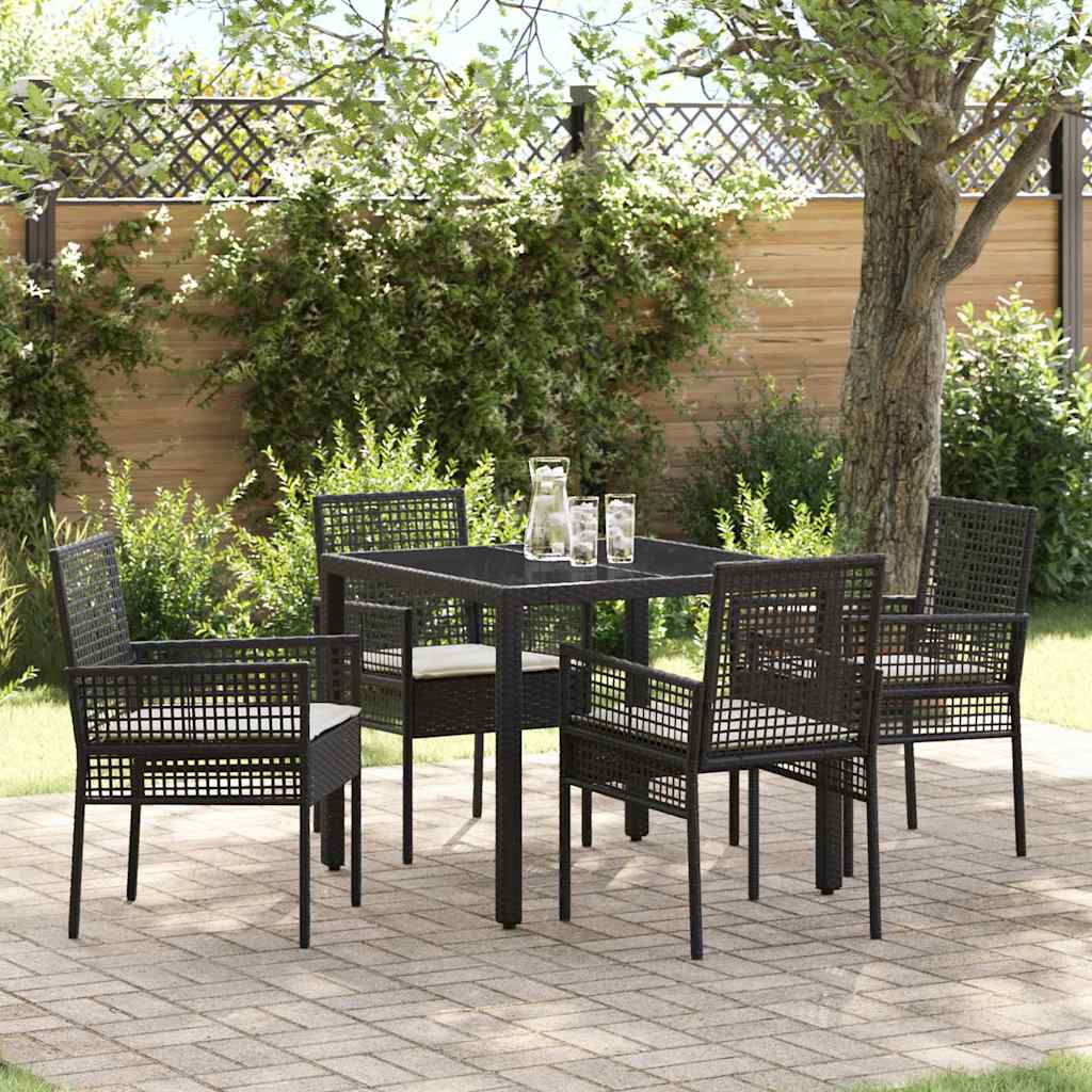 vidaXL Tuin Eettafel Set 3 pcs Zwart poly rattan