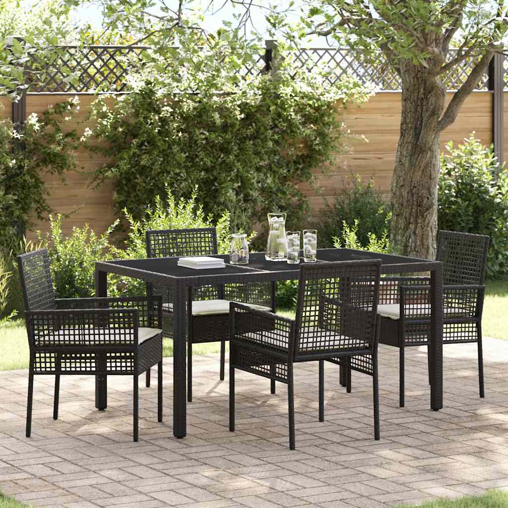 vidaXL Tuin Eettafel Set 3 pcs Zwart poly rattan