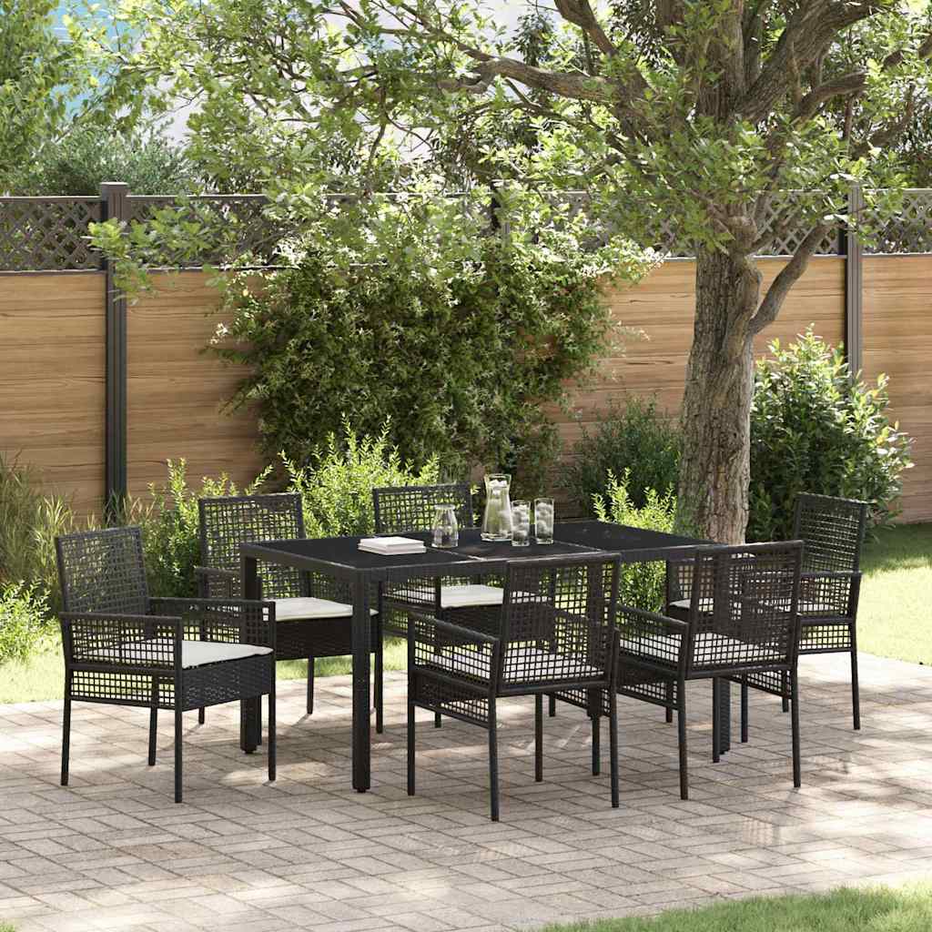 vidaXL Tuin Eettafel Set 3 pcs Zwart poly rattan