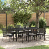 vidaXL Tuin Eettafel Set 3 pcs Zwart poly rattan