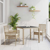 vidaXL Tuin Eettafel Set 3 pcs Zwart poly rattan