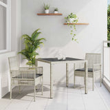 vidaXL Tuin Eettafel Set 3 pcs Zwart poly rattan