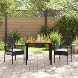 vidaXL Tuin Eettafel Set 3 pcs Zwart poly rattan