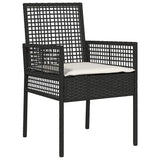 vidaXL Tuin Eettafel Set 3 pcs Zwart poly rattan