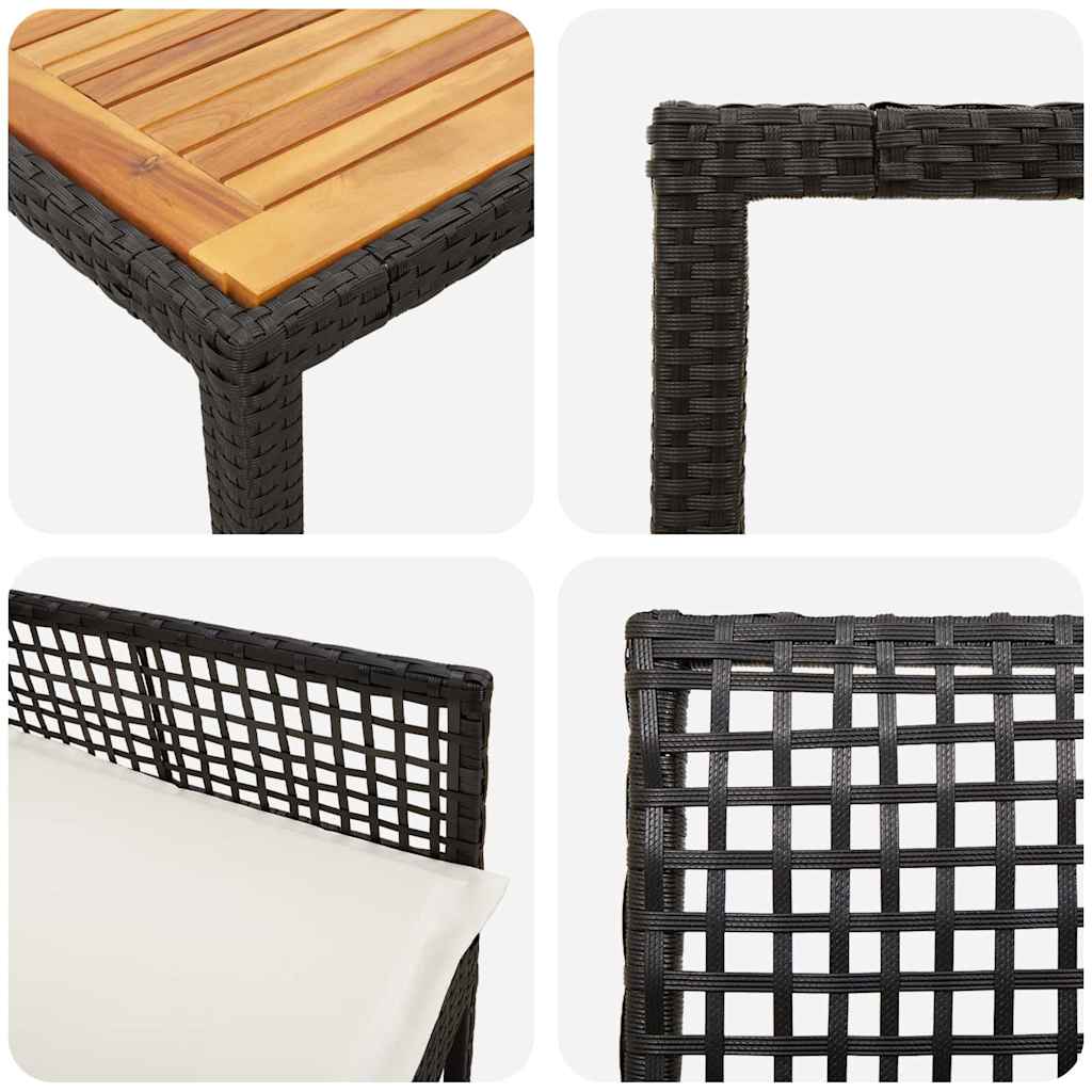 vidaXL Tuin Eettafel Set 3 pcs Zwart poly rattan