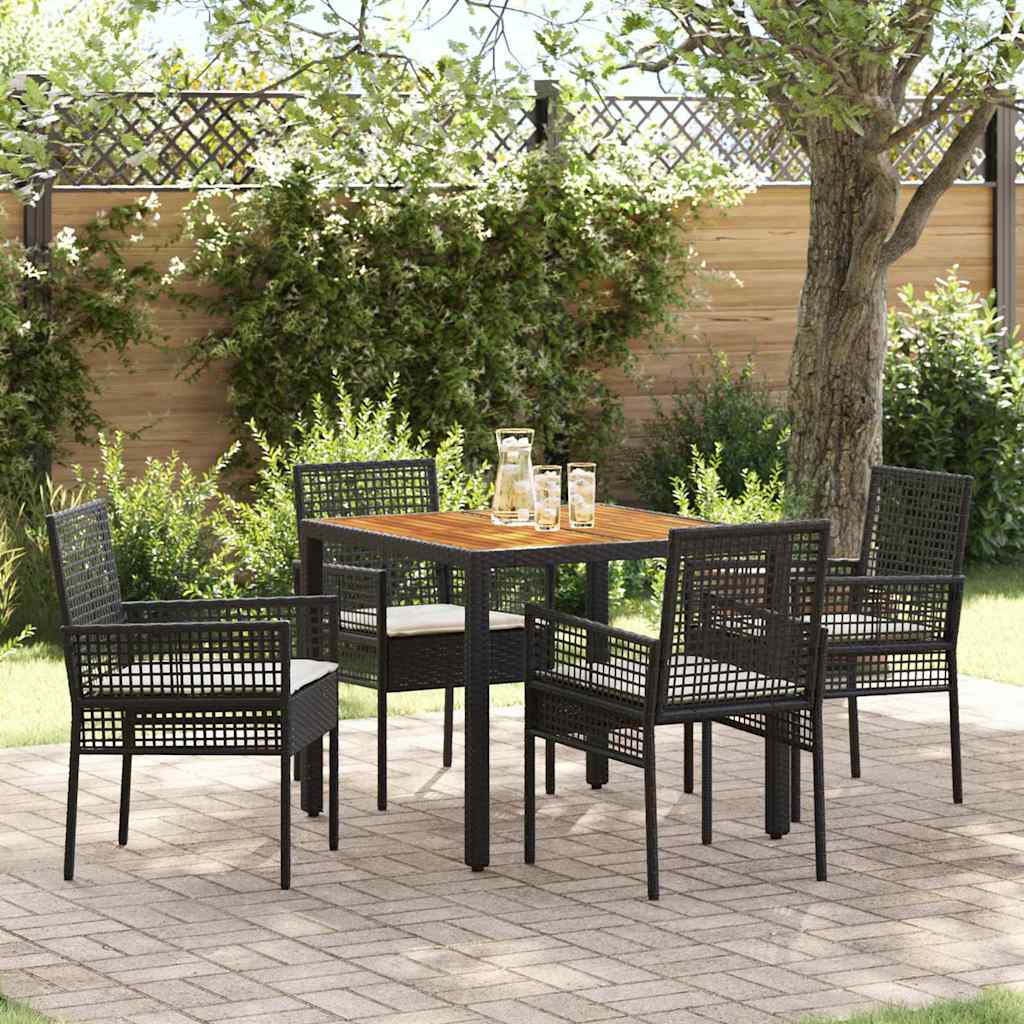 vidaXL Tuin Eettafel Set 3 pcs Zwart poly rattan