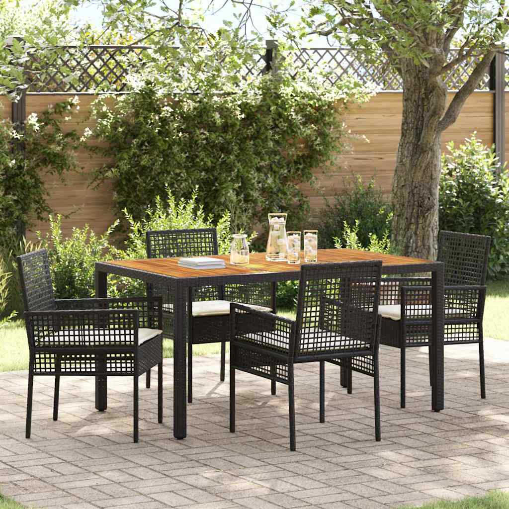 vidaXL Tuin Eettafel Set 3 pcs Zwart poly rattan