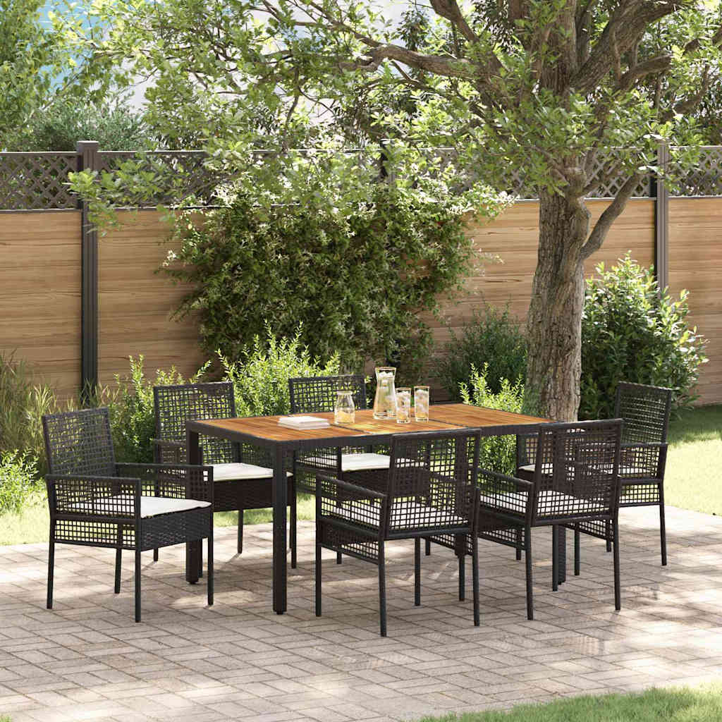 vidaXL Tuin Eettafel Set 3 pcs Zwart poly rattan