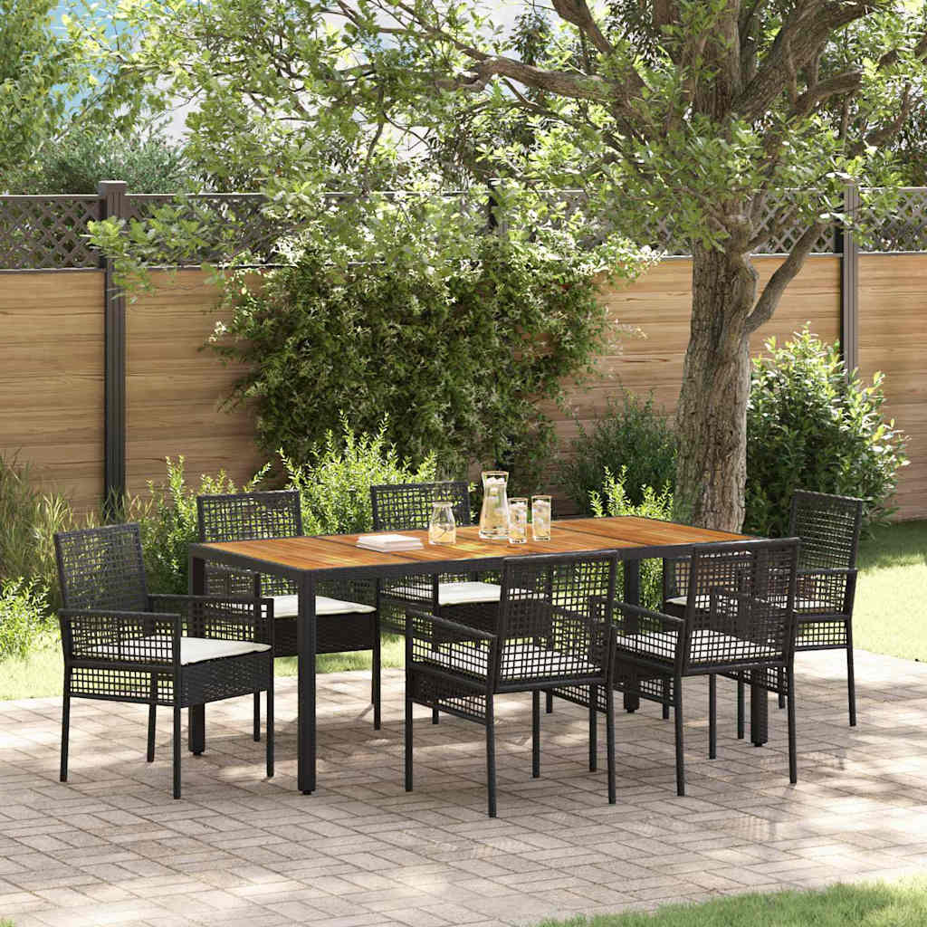 vidaXL Tuin Eettafel Set 3 pcs Zwart poly rattan