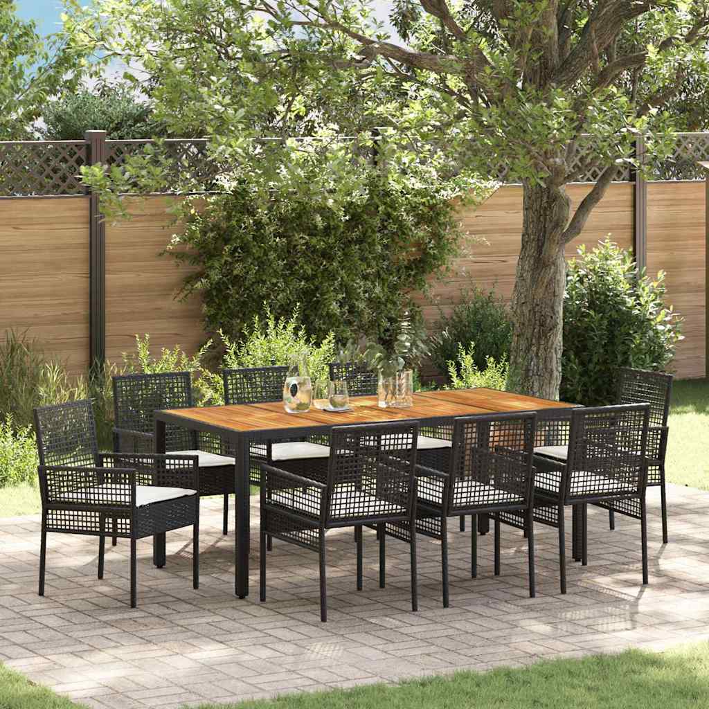 vidaXL Tuin Eettafel Set 3 pcs Zwart poly rattan