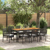 vidaXL Tuin Eettafel Set 3 pcs Zwart poly rattan