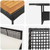vidaXL Garden Dining Set 3 pcs Black poly rattan