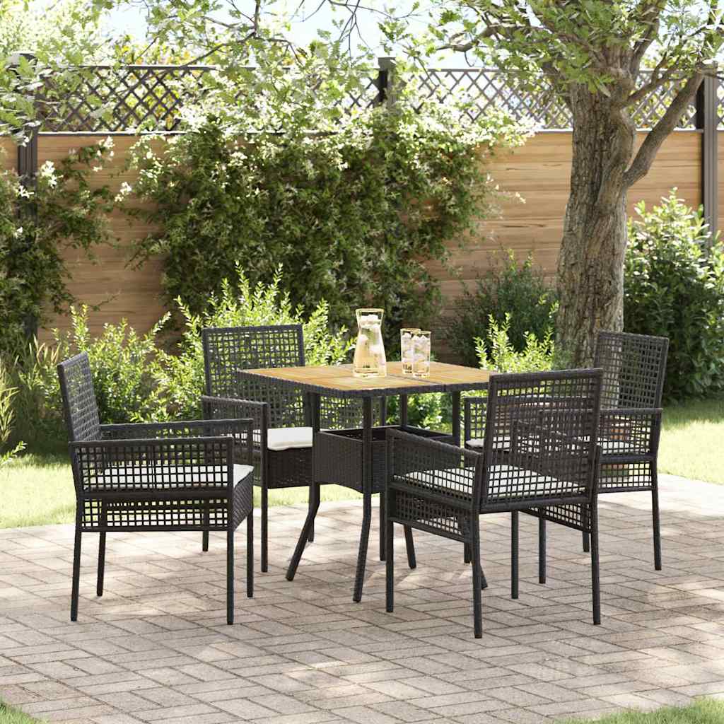 vidaXL Garden Dining Set 3 pcs Black poly rattan