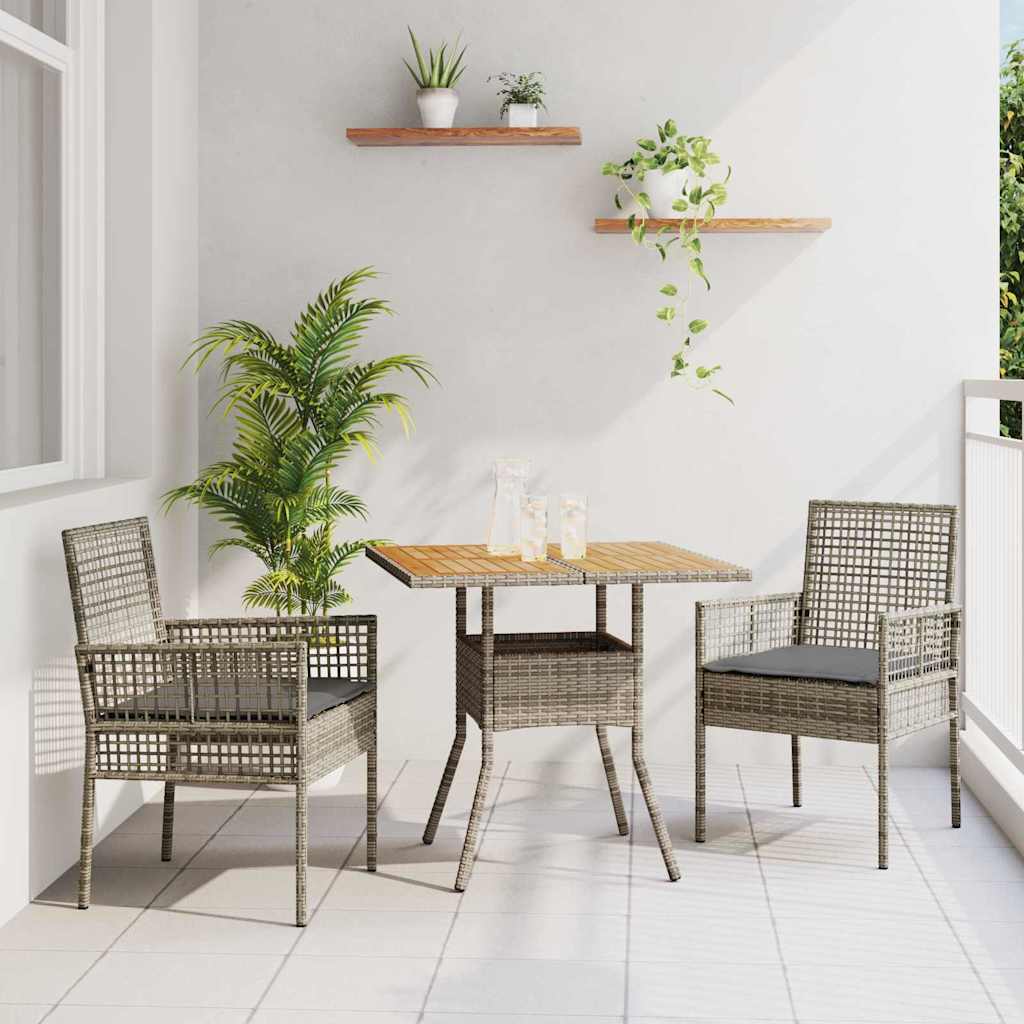 vidaXL Garden Dining Set 3 pcs Black poly rattan