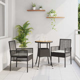 vidaXL Garden Dining Set 3 pcs Black poly rattan