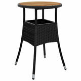 vidaXL Garden Dining Set 3 pcs Black poly rattan