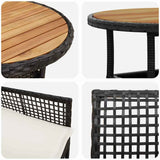vidaXL Garden Dining Set 3 pcs Black poly rattan