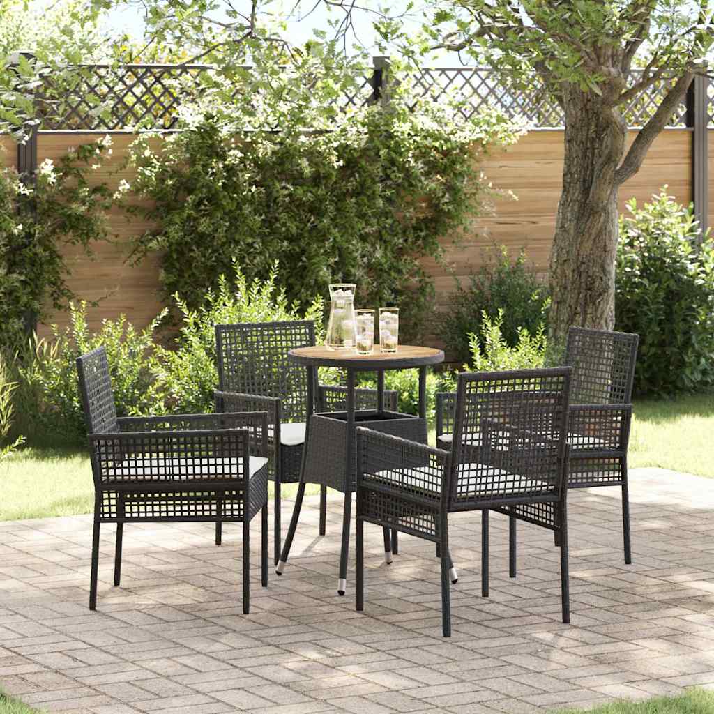 vidaXL Garden Dining Set 3 pcs Black poly rattan