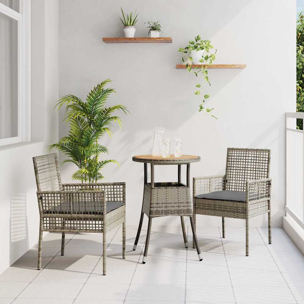 vidaXL Garden Dining Set 3 pcs Black poly rattan