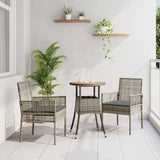 vidaXL Garden Dining Set 3 pcs Black poly rattan