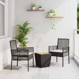 vidaXL Tuin Bistro Set 3 pcs Zwart poly rattan