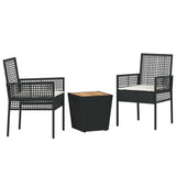 vidaXL Tuin Bistro Set 3 pcs Zwart poly rattan
