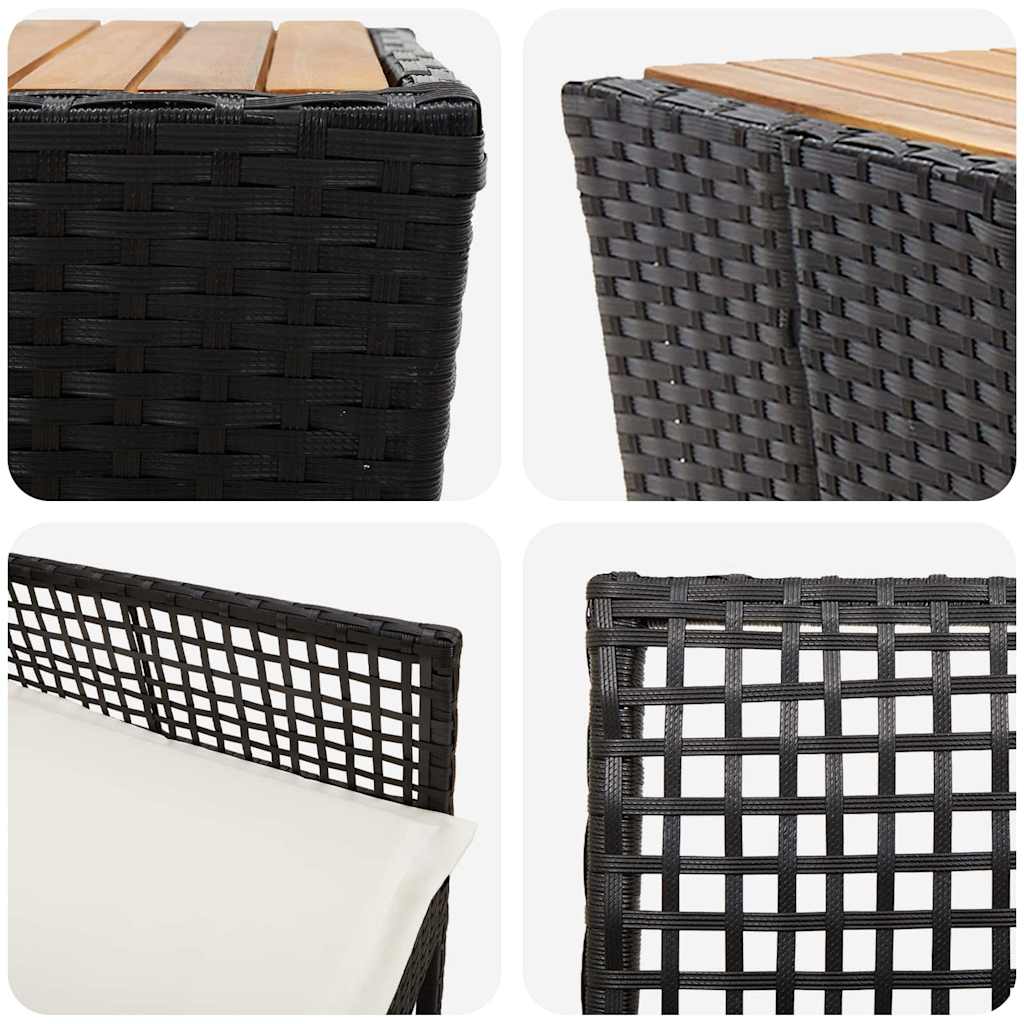 vidaXL Tuin Bistro Set 3 pcs Zwart poly rattan