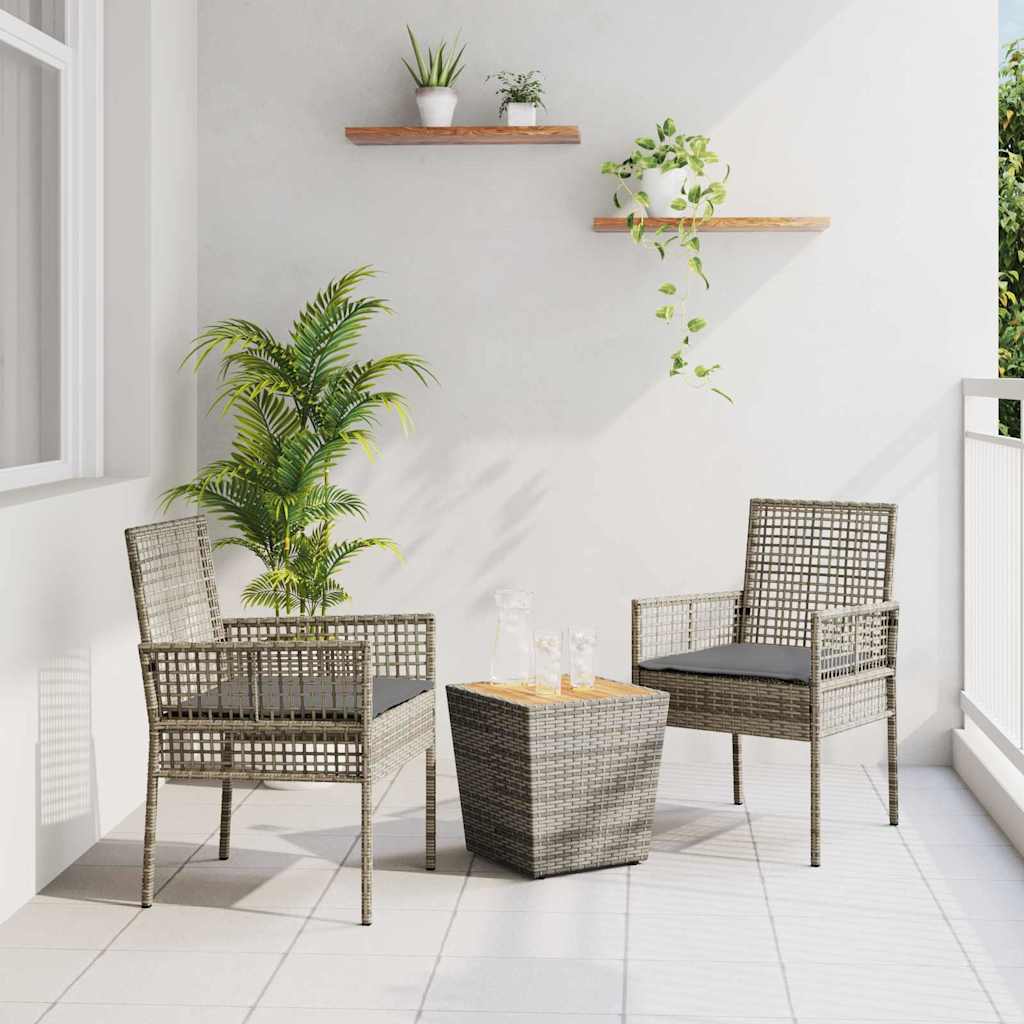 vidaXL Tuin Bistro Set 3 pcs Zwart poly rattan