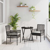 vidaXL Tuin Bistro Set 3 pcs Zwart poly rattan