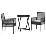vidaXL Tuin Bistro Set 3 pcs Zwart poly rattan