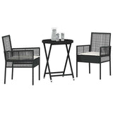 vidaXL Tuin Bistro Set 3 pcs Zwart poly rattan