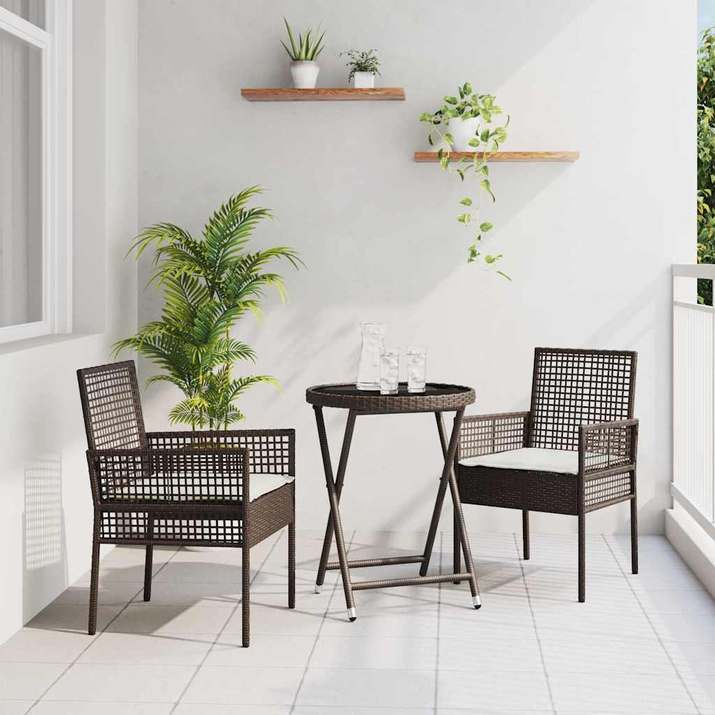 vidaXL Tuin Bistro Set 3 pcs Zwart poly rattan