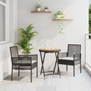 vidaXL Tuin Bistro Set 3 pcs Zwart poly rattan