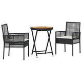 vidaXL Tuin Bistro Set 3 pcs Zwart poly rattan