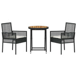vidaXL Tuin Bistro Set 3 pcs Zwart poly rattan