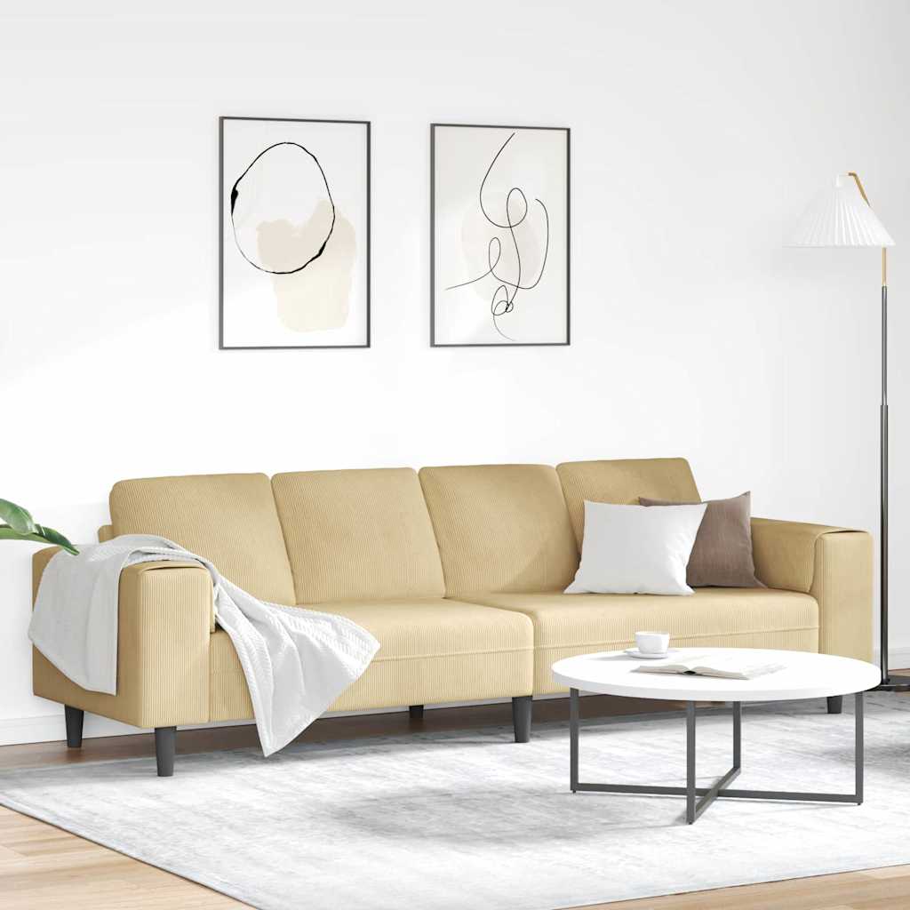 vidaXL Banque avec coussins de lumière 250 x 77 x 76 cm Tissu en velours côtelé