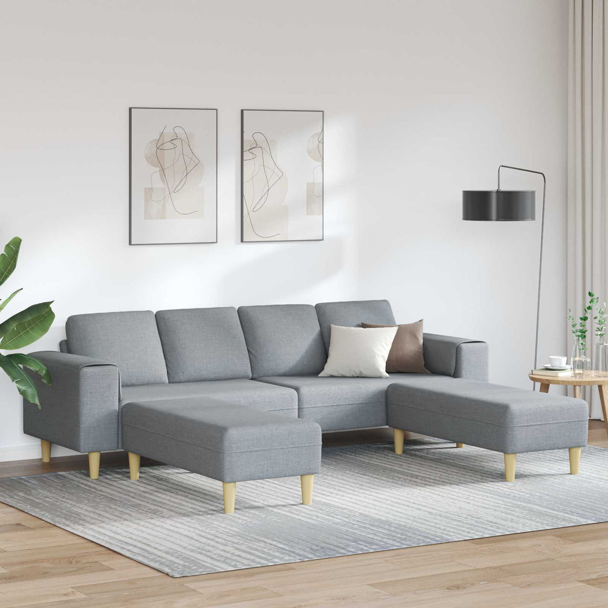 vidaXL Woonkamerbank Lichtgrijs 250 x 77 x 76 cm Polyester
