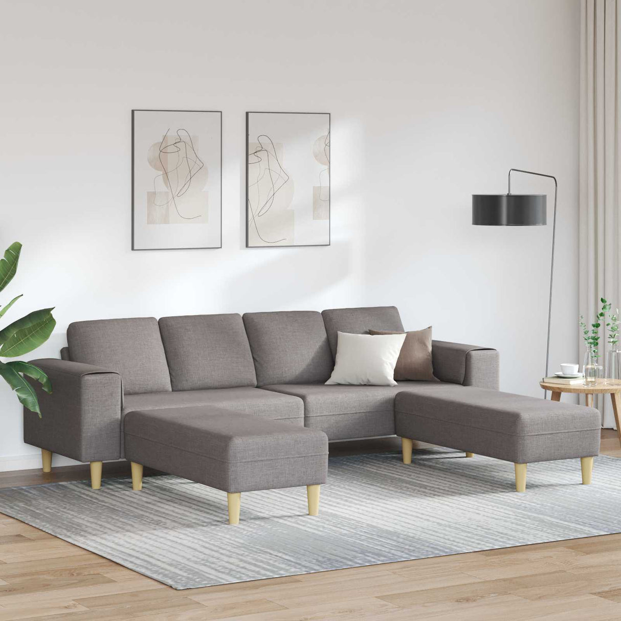 vidaXL Woonkamerbank Lichtgrijs 250 x 77 x 76 cm Polyester