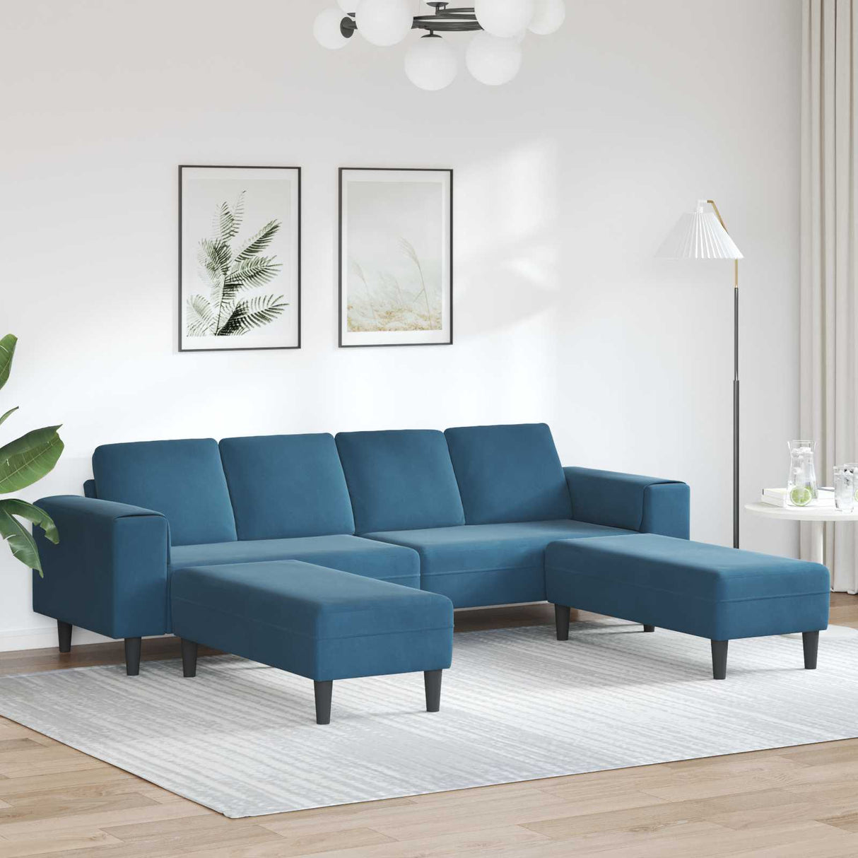 vidaXL Woonkamerbank Blauw 250 x 77 x 76 cm