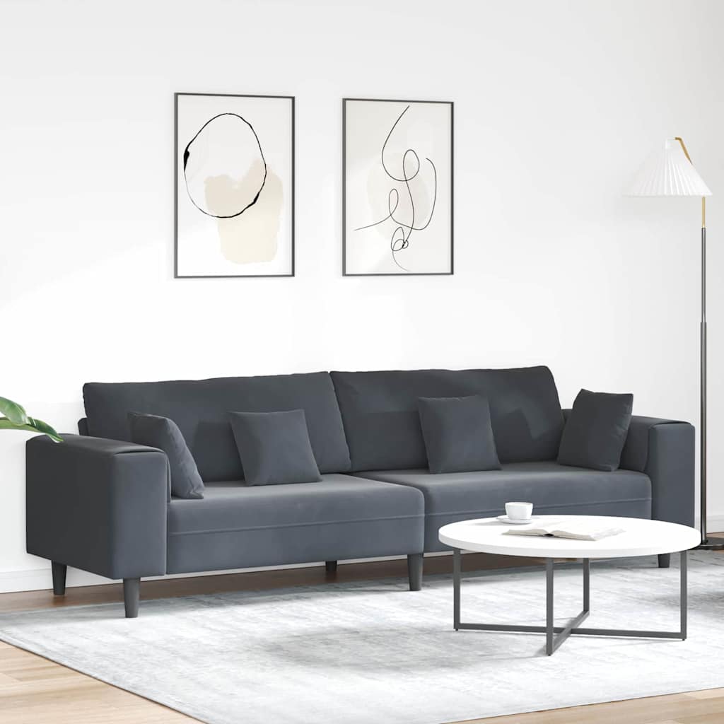 vidaXL Bank met kussen Blauw 250 x 77 x 76 cm Fluweel