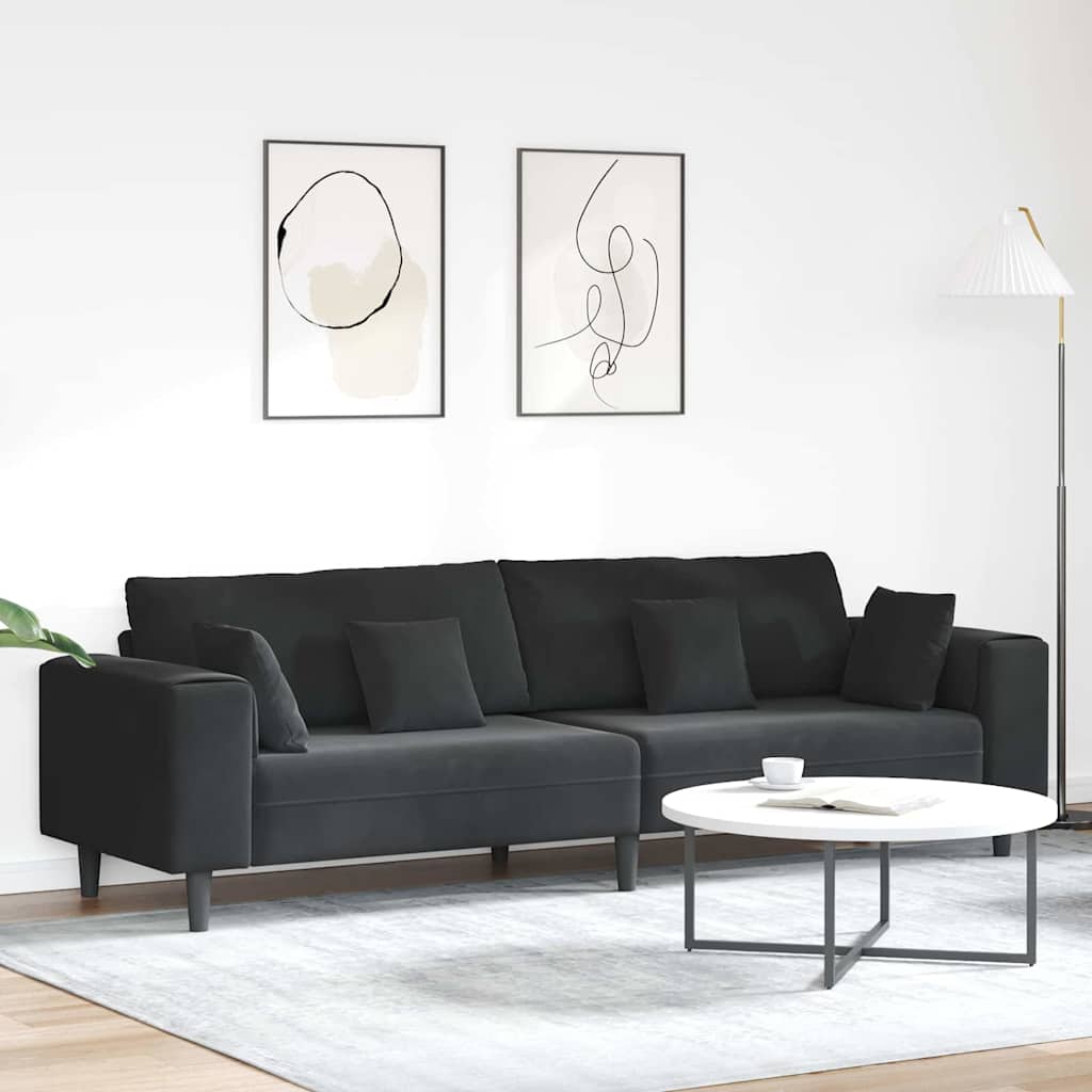vidaXL Bank met kussen Blauw 250 x 77 x 76 cm Fluweel