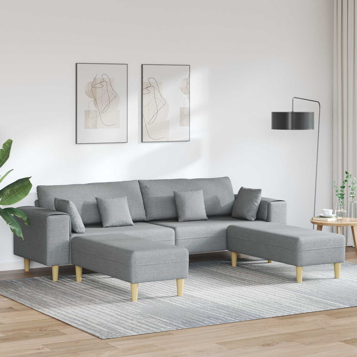 vidaXL Sofa with Cushion Light Gray 250 x 77 x 76 cm Fabric